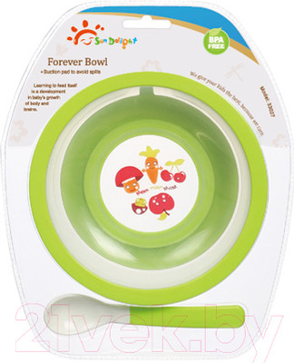 Набор столовых приборов для кормления Sun Delight С присоской / 33027 (салатовый)