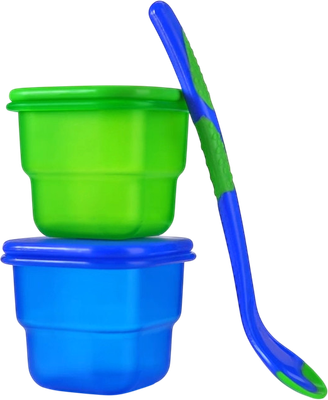 Набор контейнеров для детского питания Sun Delight С ложкой / 33042 (синий/зеленый)