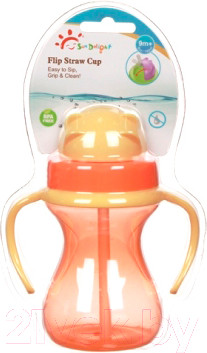Поильник Sun Delight 33937 с трубочкой (190мл, оранжевый)