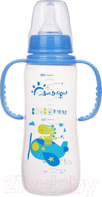 Бутылочка для кормления Sun Delight Со съемными подвижными ручками / 31259 (240мл, синий)