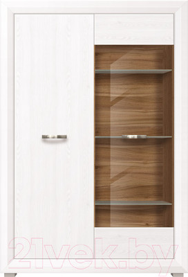 Шкаф с витриной Black Red White Malta B136-REG1W1D (лиственница сибирская/орех лион)