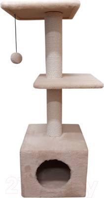 Комплекс для кошек Cat House С двумя полками 1.0 (хлопок бежевый)