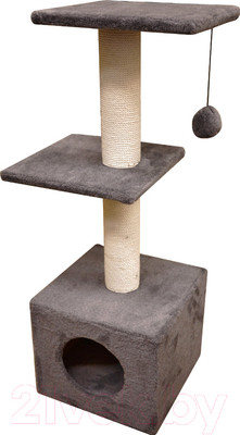 Комплекс для кошек Cat House С двумя полками 1.0 (хлопок серый)