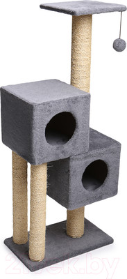 Комплекс для кошек Cat House Двойной домик 1.27 (сизаль серый)