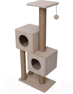 Комплекс для кошек Cat House Двойной домик 1.27 (джут бежевый)