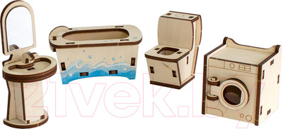 Комплект аксессуаров для кукольного домика Woody Набор мебели. Ванная / 02147