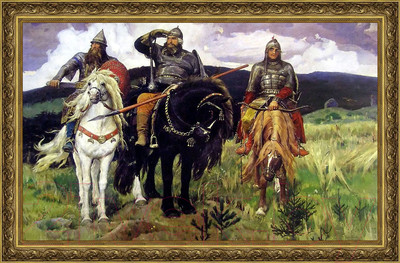 Картина Декарт "Богатыри" Васнецов, Русский художник 8Л0503 (в раме)