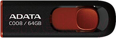 USB flash накопитель A-data C008 Black-Red 64 Гб (AC008-64G-RKD)