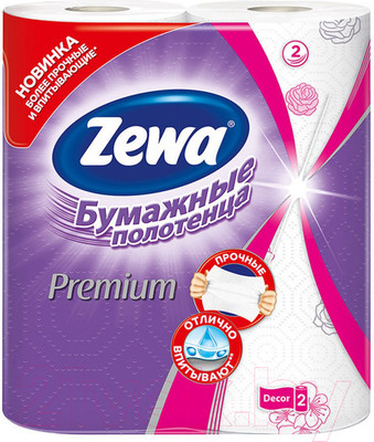 Бумажные полотенца Zewa Премиум Декор 2-слойные (1х2рул)