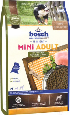 Сухой корм для собак Bosch Petfood Mini Adult Poultry&Spelt (1кг)