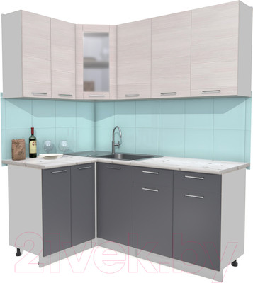Кухонный гарнитур Интерлиния Мила 12x18 (антрацит/вудлайн кремовый/опал светлый)