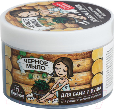 Мыло густое Floresan Для бани и душа натуральное таежное Черное (450г)