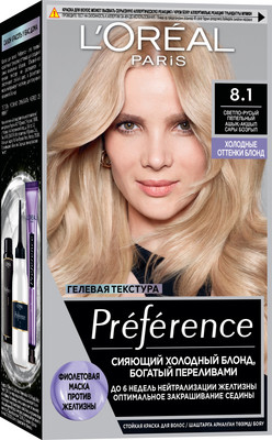 Гель-краска для волос L'Oreal Paris Preference 8.1 Копенгаген (светло-русый пепельный)