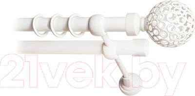 Карниз для штор Lm Decor Ажур 095 2р гладкий 25/19мм (белый глянец, 3.6м)