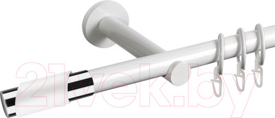 Карниз для штор АС ФОРОС Dance D19Г + наконечники Париж хром (2.4м, белый)