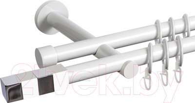 Карниз для штор АС ФОРОС Dance D19Г/19Г + наконечники Магнум хром (3м, белый)