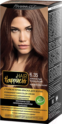 Крем-краска для волос Белита-М Hair Happiness стойкая тон № 6.35 (золотистый темно-русый)