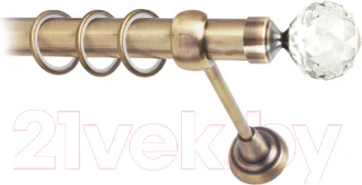 Карниз для штор Lm Decor Кристалл 130 1р гладкий 25мм (антик, 1.6м)