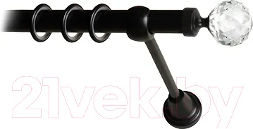 Карниз для штор Lm Decor Кристалл 130 1р гладкий 25мм (черный матовый, 1.6м)
