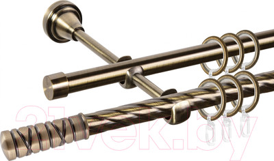 Карниз для штор АС ФОРОС Grace D16K/16Г + наконечники Торино (1.4м, антик)