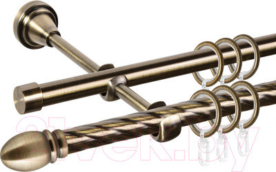 Карниз для штор АС ФОРОС Grace D16K/16Г + наконечники Белуно (1.6м, антик)