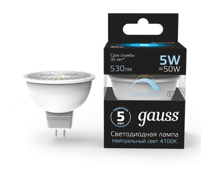 Лампа Gauss GU10-dim 5W 4100K / 101506205-D