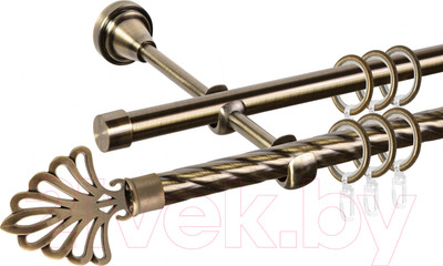 Карниз для штор АС ФОРОС Grace D16K/16Г + наконечники Веер (1.8м, антик)