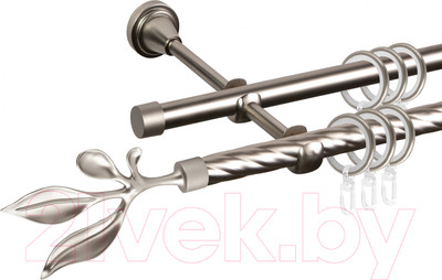 Карниз для штор АС ФОРОС Grace D16K/16Г + наконечники Баваро (1.4м, сатин)