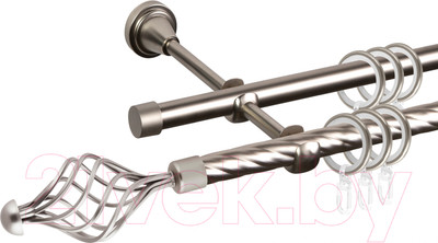 Карниз для штор АС ФОРОС Grace D16K/16Г + наконечники Ажур (1.6м, сатин)