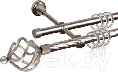 Карниз для штор АС ФОРОС Grace D16K/16Г + наконечники Булава (1.6м, сатин)