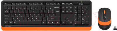 Комплект клавиатура и мышь A4Tech Wireless Desktop Fstyler FG1010 (черный/оранжевый)
