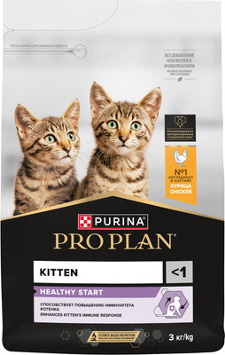 Сухой корм для кошек Pro Plan Kitten Healthy Startс с курицей (3кг)