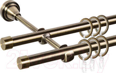 Карниз для штор АС ФОРОС Grace D16Г/16Г + заглушка Плоская (1.6м, антик)