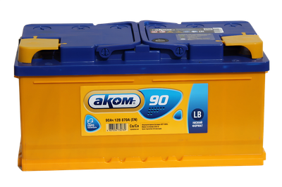 Автомобильный аккумулятор AKOM Евро 6СТ-90VL LB R+ (90 А/ч, низкий)