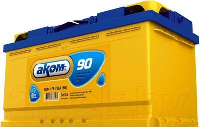 Автомобильный аккумулятор AKOM Евро 6СТ-90VL LB R+ (90 А/ч, низкий)