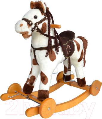 Качалка-каталка Pituso Fandango Лошадка / GS2090W (белый/коричневый, с колесами)