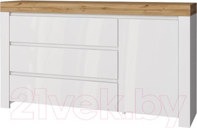 Тумба Anrex Taurus 1D3S (белый глянец/дуб вотан)