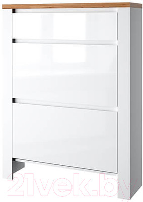 Тумба для обуви Anrex Taurus 2D1S (белый глянец/дуб вотан)