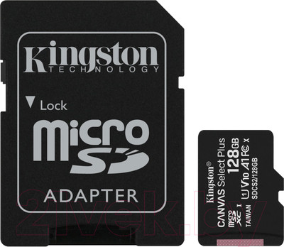 Карта памяти Kingston Canvas Select Plus 100R microSDXC Class10 UHS-I U1 V10 A1 128GB (SDCS2/128GB)