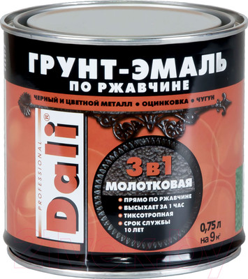 Эмаль DALI Молотковая по ржавчине 3 в 1 (750мл, шоколадный)