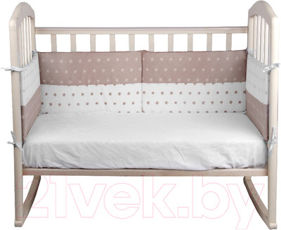 Бортик в кроватку Alis День и ночь со съемными чехлами (бежевый, бязь)