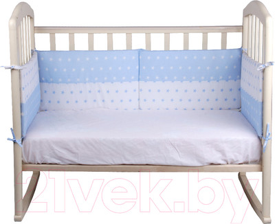Бортик в кроватку Alis День и ночь со съемными чехлами (бязь, голубой)