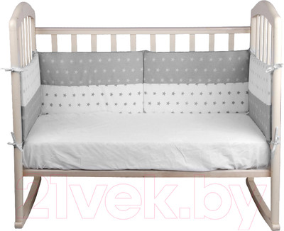 Бортик в кроватку Alis День и ночь со съемными чехлами (бязь, серый)