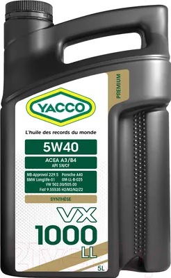Моторное масло Yacco VX 1000 LL 5W40 (5л)