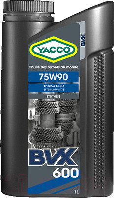 Трансмиссионное масло Yacco BVX 600 75W90 (1л)