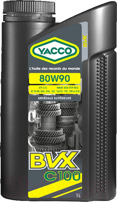 Трансмиссионное масло Yacco BVX C 100 80W90 (1л)