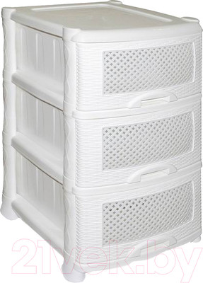 Комод пластиковый Violet Плетенка / 035306 (белый)