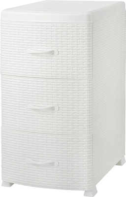 Комод пластиковый Violet Ротанг / 035606 (белый)