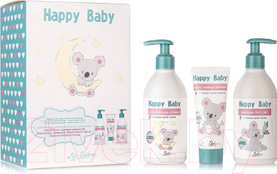 Набор косметики детской Liv Delano Happy Baby шампунь 300г+гель-пенка для купания 300г+крем 75г