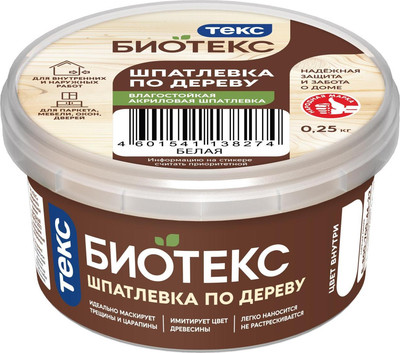 Шпатлевка готовая Текс По дереву (250г, белый)